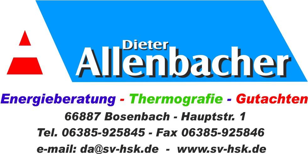 Logo der Firma Allenbacher für Energieberatung mit Kontaktdaten