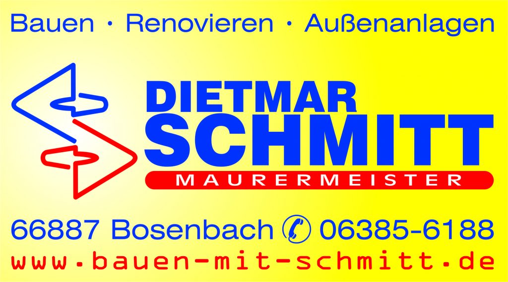 Logo der Firma Schmitt für Bau und Renovierungen mit Kontaktdaten